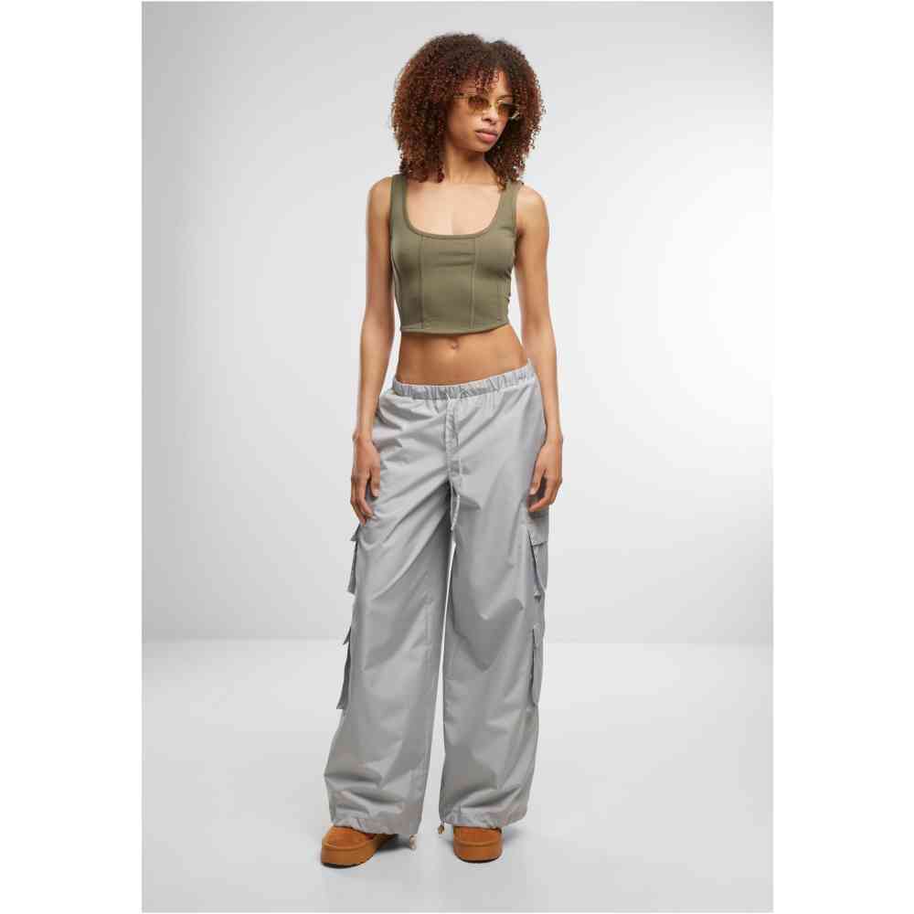 Urban Classics - Jersey corsage Mouwloze top - Olijfgroen